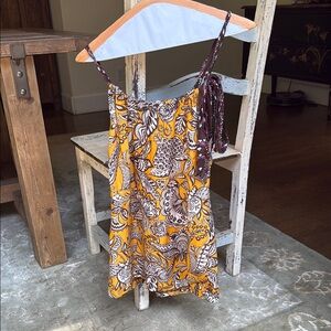 Trina Turk Vibrant Yellow and Brown Paisley Dress